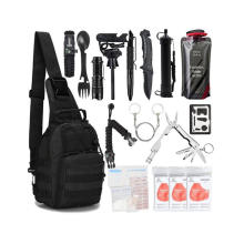 2021 New Sling Bag Tactical Tools Camping Survival Kit ,SOS Emergency EDC Survival Gear Kit with Knife Water Straw